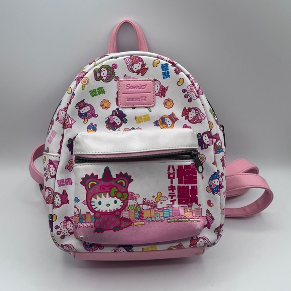Loungefly Handbags - Loungefly Sanrio‎ Hello Kitty Kaiju Mini Backpack Pink White Unicorn Monster